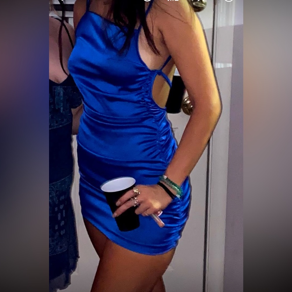 Backless satin formal dress